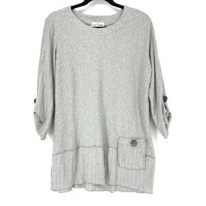 Neon Buddha Sweater Women's Size XS Tunic Pullover Long Sleeve Solid Gray